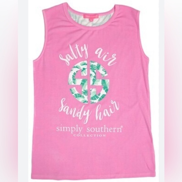 Simply Southern Salty Air Summer Beach Tank Shirt Small - Picture 1 of 5